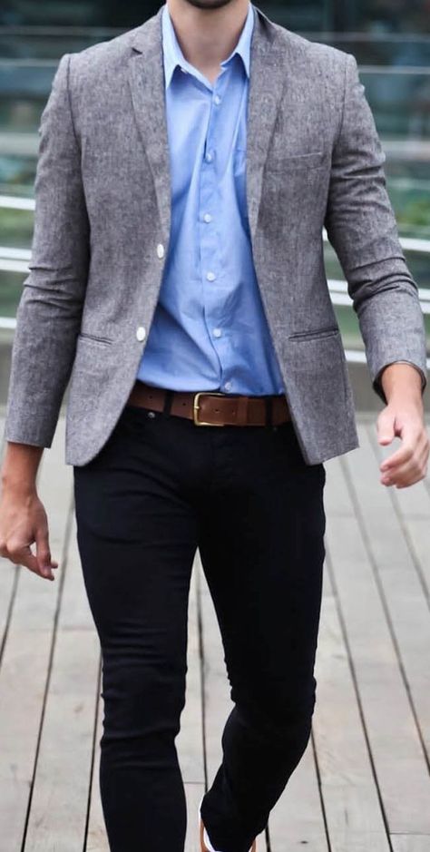 Powder Blue Shirt Men Outfit, Mens Grey Blazer Outfit, Grey Sports Coat Outfit Men, Sportcoat Outfits Mens, Grey Blazer Outfit Men Casual, Light Grey Blazer Outfit Men, Business Outfits For Men, Grey Blazer Outfit Men, Grey Blazer Outfit