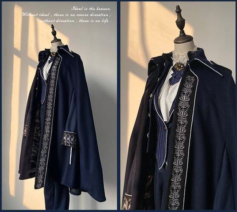 Ouji Fashion Male, Fantasy Prince Outfit, Ouji Fashion, Prince Clothes, Male Outfits, Cape Designs, Character Inspo, Long Jacket, Twisted Wonderland