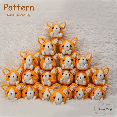 Amigurumi Corgi, Minions Amigurumi, Crochet Corgi, Mini Corgi, Baby Stitch, Beginner Knit Scarf, Easy Amigurumi Pattern, Crochet Hat For Beginners, Easy Amigurumi