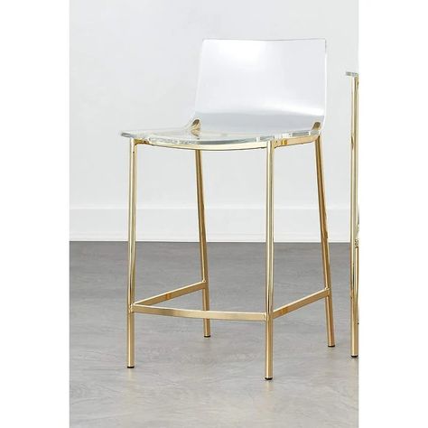 Sasha Clear Arylic Transparent seat Modern Stool Lucite Stool (set of 5) - On Sale - Bed Bath & Beyond - 37420304 Clear Counter Stools, Lucite Counter Stools, Clear Bar Stools Kitchen, Clear Bar Stools, Acrylic Counter Stools, Acrylic Bar Stools, Gold Bar Stools, Gold Stool, Bar Stool Seats