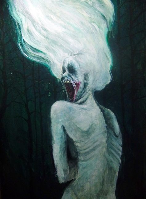 The Banshee #traditional #painting #acrylic #darkness #scream #irish #mithology #illustration Banshee Art Mythology, Banshee Painting, Banshee Illustration, Demon Screaming, Banshee Monster, Banshee Drawing, Irish Banshee, Screaming Painting, Banshee Aesthetic