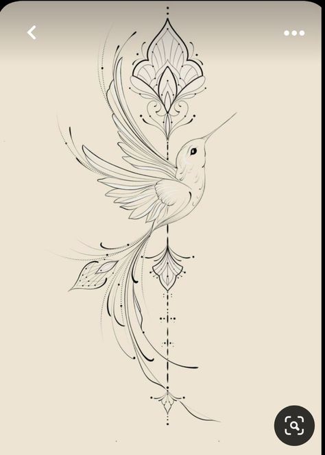 Spine Tattoos Hummingbird, Lotus And Bird Tattoo, Hummingbird Tattoo Spine, Humming Bird Spine Tattoo, Whimsical Hummingbird Tattoo, Bird Arm Tattoos For Women, Abstract Hummingbird Tattoo, Hummingbird Spine Tattoo, Hummingbird Arm Tattoo