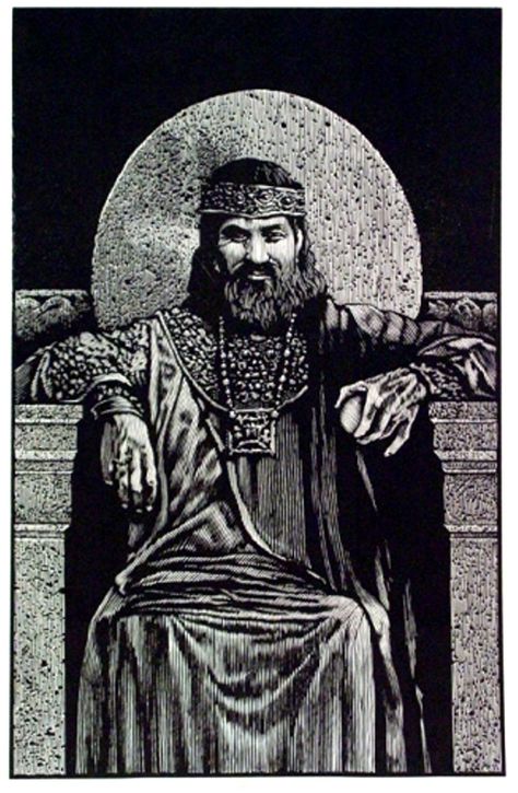 barry moser + kings. 1999. Prophet Solomon, Proverbs 21, Solomons Seal, Father Time, King Solomon, Magic Circle, The Magicians, Buddha Statue, Art Projects