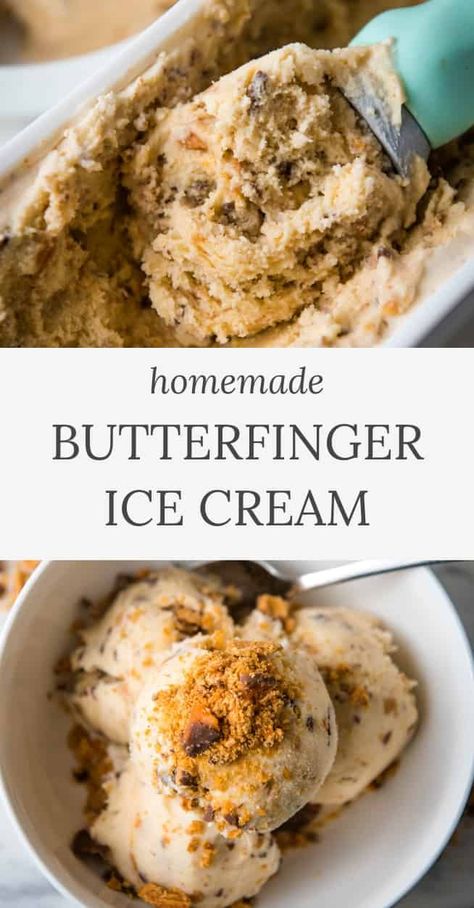 Homemade Butterfinger Ice Cream, Butterfinger Ice Cream, Kitchen Aid Ice Cream Recipes, Homemade Ice Cream Recipes Machine, Kitchen Aid Ice Cream, Homemade Ice Cream Recipe, Best Homemade Ice Cream, Ice Cream Recipes Machine, Cuisinart Ice Cream