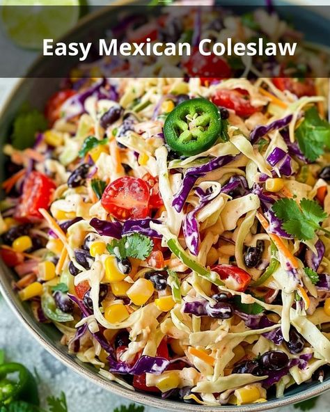 Recipes Vista | Vibrant Tex-Mex Coleslaw | Facebook Mexican Coleslaw Recipe 12 Tomatoes, Mexican Cole Slaw, Tex Mex Coleslaw, Tex Mex Chopped Salad, Mexican Coleslaw Recipe, Tex Mex Chicken Salad, Mexican Coleslaw, Tex Mex Salad, Cabbage Carrot