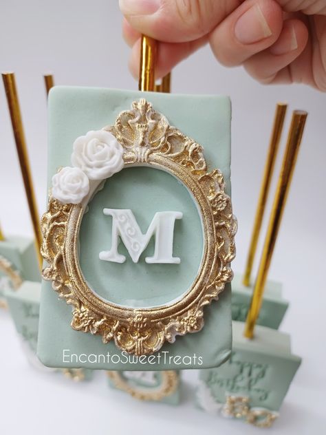 Quinceañera Treats, Boho Treat Table Ideas, Emerald Green And Gold Treats, Sage Green Treats, Chocolate Bonbons Recipe, Fondant Cake Tutorial, Sweet 15 Party Ideas, Sweet 15 Party Ideas Quinceanera, Neck Pieces Jewelry