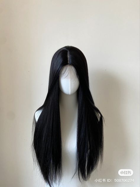 Black Wig Aesthetic, Black Hair Claim, Hair Claims For Dr, Long Black Hair Styles, Hair Claim, Hair Claims, Black Hair Wig, Pretty Hair Cuts, Black Hair Wigs