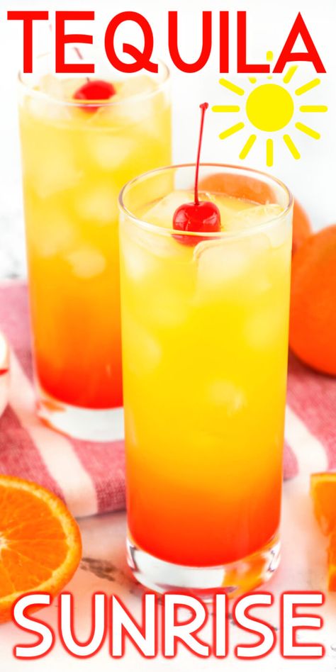 BEST TEQUILA SUNRISE Easy Tequila Sunrise Recipe, Tequila Sunrise Drink, Sunrise Drink, Tequila Sunrise Recipe, Grenadine Cocktail, Tequila Sunrise Cocktail, Classic Margarita Recipe, Sunrise Cocktail, Best Tequila