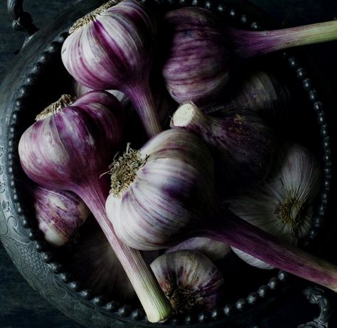 Purple Garlic, Vegetables Photography, Dark Food Photography, Purple Food, Food Art Photography, Food Photography Inspiration, Think Food, Food Photography Styling, Fruit And Veg