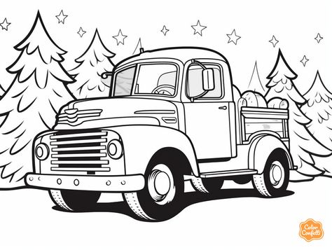 illustration of Festive Christmas truck Christmas Truck Coloring Page, Small Business Advertising, Mandala Turtle, Winter Craft, Truck Coloring Pages, Charming Christmas, Christmas Truck, Fantasy Fairy, Car Colors