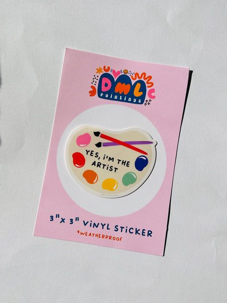 "Artist" Sticker Cute Sticker Illustration, Artist Product Ideas, Gifts For Graphic Designers, Stickers For Drawing, Sticker Pack Packaging, Thermal Printer Sticker Ideas, Artist Starter Pack, Sticker Packaging Ideas, Cute Branding