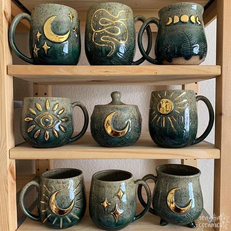 Astrology Pottery, Leaving Everything Behind, Books And Tea, Farmhouse Mugs, Vintage Tea Sets, Handmade Cups, Keramik Design, Mug Cozy, Customised Mugs