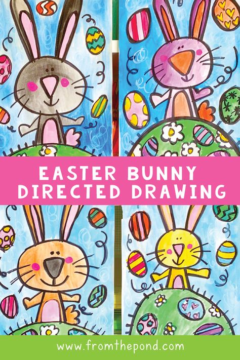 Bunny Directed Drawing Preschool, Easter Art Projects For Kindergarten, Easter Bunny Directed Drawing For Preschool, Easter Directed Drawing Preschool, Easter Art 1st Grade, Easter Read Alouds First Grade, Kids Easter Art Projects, Easter Projects For Kindergarten, Easter Ideas For Kindergarten