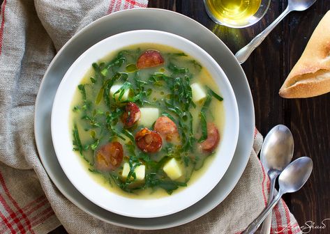 Caldo Verde Recipe – Portuguese Green Soup Caldo Verde Recipe, Portuguese Soup, Lamb Roast Recipe, Soup Store, Collard Greens Recipe, Verde Recipe, Green Soup, Cool Night, Smoked Pork