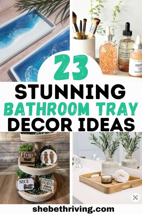 23 Creative Bathroom Tray Decor Ideas You'll Love (2024) Fall Two Tiered Tray Decor, Bathroom Tray Decor Ideas, Tray Decor Bathroom, Bathroom Tiered Tray Decor, Bathroom Tiered Tray, Bathroom Tray Decor, Tiered Tray Decor Ideas, Tray Decor Ideas, Round Wooden Tray