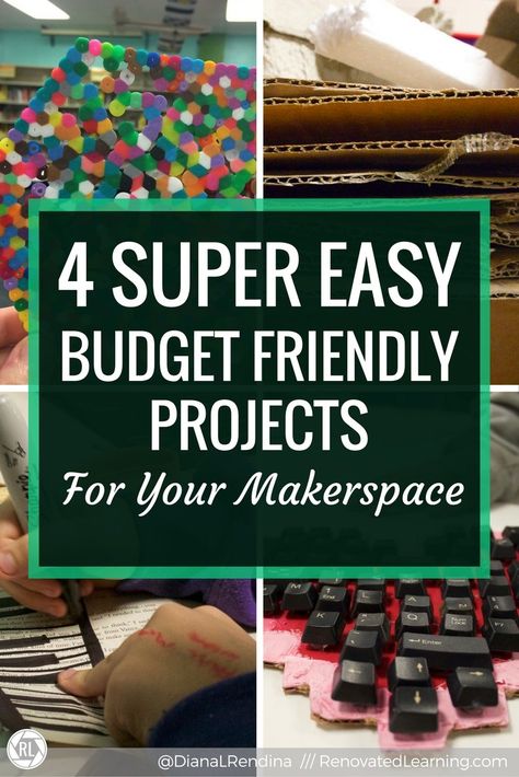 4 Super Easy Budget Friendly Projects for Your Makerspace | Makerspace projects don't have to be crazy expensive. Here's four awesome, budget friendly projects that your students will love. Makerspace Middle School, Makerspace Supplies, Project Based Learning Kindergarten, Makerspace Elementary, Makerspace Activities, Makerspace Projects, Makerspace Library, School Library Design, Library Center