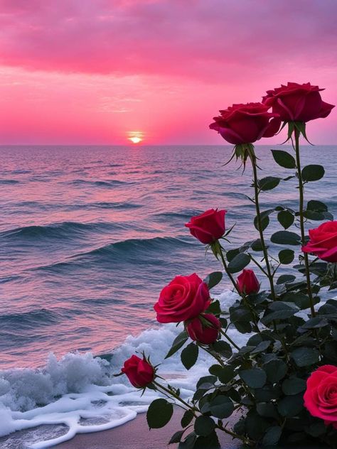 Roses On The Beach, Pretty Flowers Pictures, Rose Flower Pictures, Flowers Photography Wallpaper, Lovely Flowers Wallpaper, Cute Flower Wallpapers, Wallpaper Nature Flowers, Pretty Landscapes, Beautiful Flowers Wallpapers