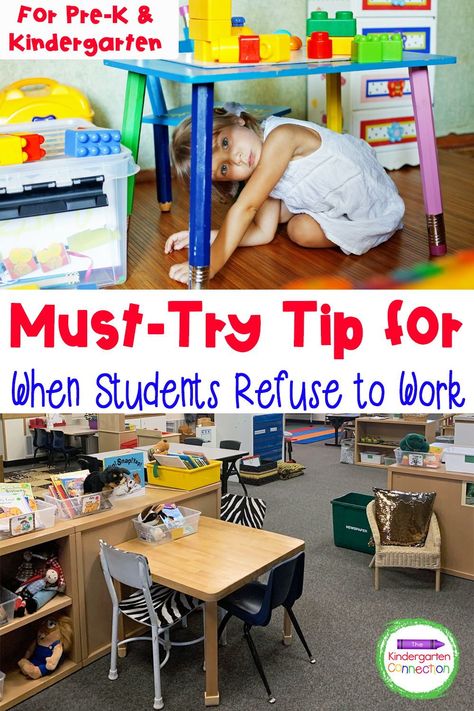 You've got to try this strategy for when a student refuses to work! Strategies For Students Who Refuse To Work, Early Finishers Kindergarten, School Struggles, Tk Classroom, Kindergarten Classroom Organization, Positive Classroom Management, Help Kids Focus, Classroom Routines And Procedures, Classroom Planning