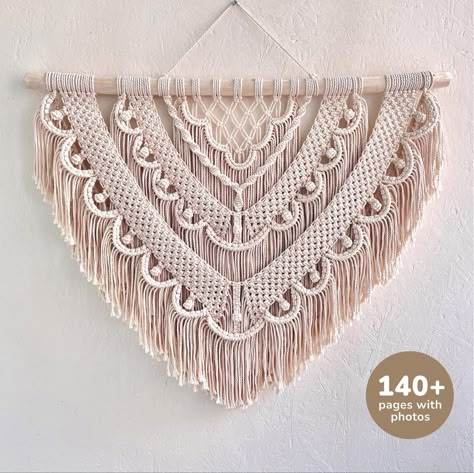 Large Macrame Wall Hanging Pattern, Alpha Crochet, Macrame Wall Hanging Pattern, Bohemian Diy, Pola Macrame, Wall Hanging Pattern, Macrame Wall Hanging Tutorial, Crochet Wall Art, Makramee Diy