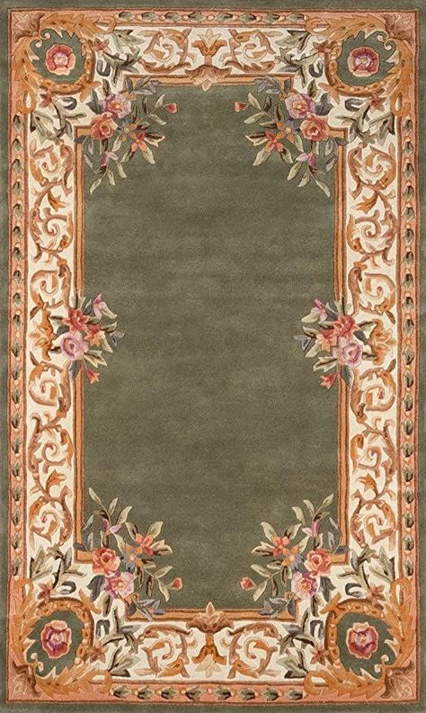 Momeni Harmony India Wool Hand Tufted Traditional Sage Area Rug 5' X 8' (HARM2HAI-7SAG5080) Decal Codes For Rugs, Victorian Area Rugs, Family Room Rug, French Baroque, Momeni Rugs, Bloxburg Decal Codes, Green Soft, Rug Direct, Baroque Style