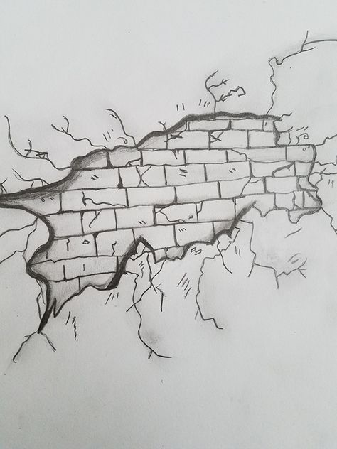 Working on Illusion brick walls on Behance Brick Wall Effect, Drawing Of Brick Wall, Brick Wall Tattoo Ideas, Graffiti Building Drawing, Brick Tattoo Design, Brick Wall Drawing Graffiti, Brick Wall Painting Art, Graffiti Painting On Wall, Graffiti Art Drawing Words