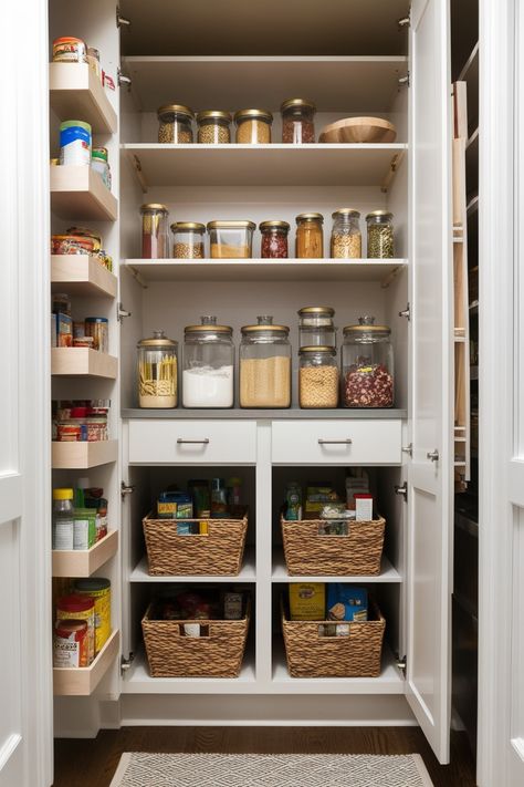 26 Genius Small Pantry Organization Ideas You Need to Try! – HomelyTip Small Pantry Cupboard Ideas, Pantry Organization Ideas Corner, Kitchen Cabinet Food Organization, Creative Pantry Storage Ideas, Pantry Canned Goods Organization, How To Organize A Pantry, Organizing Ideas Pantry, Small Closet Pantry Ideas, Closet Pantry Ideas