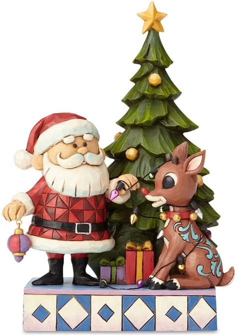 Jim Shore Santa & Rudolph Lights Tree Figurine Rudolph Red Nosed Reindeer, Jim Shore Christmas, Santa Claus Figure, Tree Box, Kris Kringle, Christmas Lovers, Jim Shore, Merry Christmas To All, Rudolph The Red