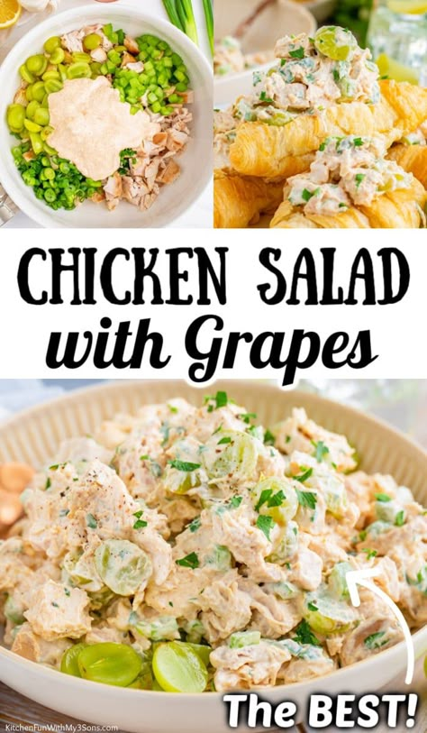 Green Grapes Recipes, Easy Chicken Salad Recipe, Grape Salad Recipe, Best Chicken Salad Recipe, Salad With Grapes, Fancy Salads, Chicken Salad Sandwich Recipe, Chicken Salad With Grapes, Rotisserie Chicken Salad