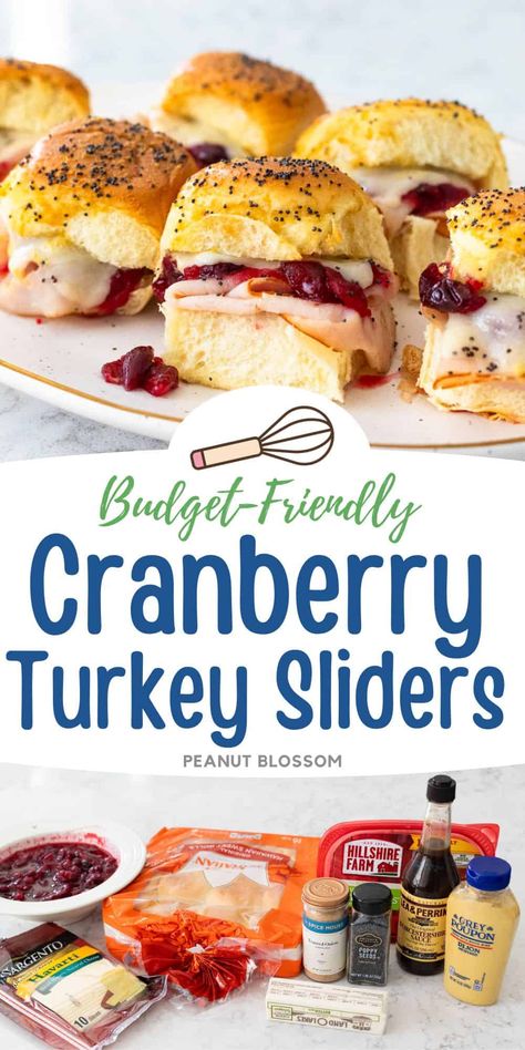 Cranberry Turkey Sliders Sliced Turkey Appetizers, Fall Sliders, Thanksgiving Sliders, Leftover Thanksgiving Turkey Recipes, Fresh Cranberry Recipes, Turkey Lunch Meat, Thanksgiving Sandwich, Turkey Sandwiches Recipes, Weekend Snacks