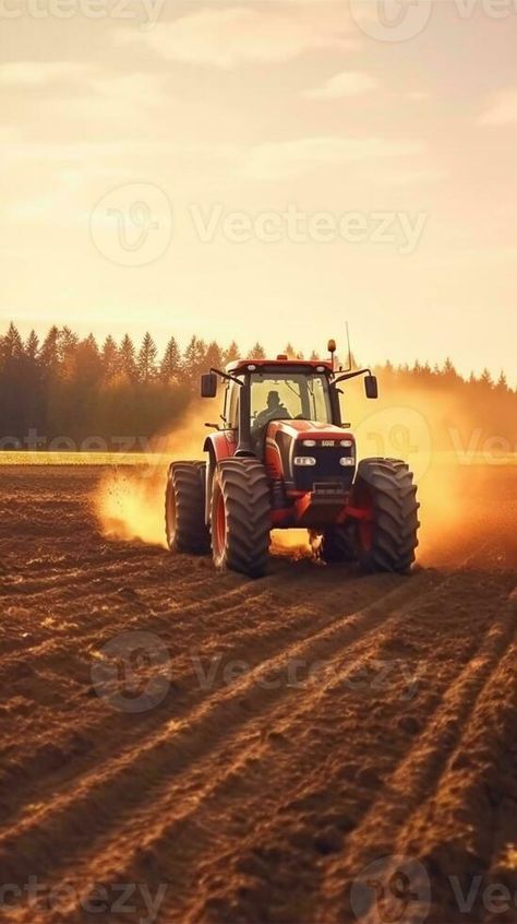 arafed tractor in a field with a plow in the background. generative ai. Plowing Fields, Vector Cartoon, The Field, Tractor, Soil, Vector Free, Digital Art, Spray, Photo And Video