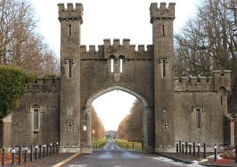 Castle Gate, Stone Cottages, Medieval Fortress, Castle Art, Gate House, Castle House, Entrance Gates, Medieval Castle, Sims House