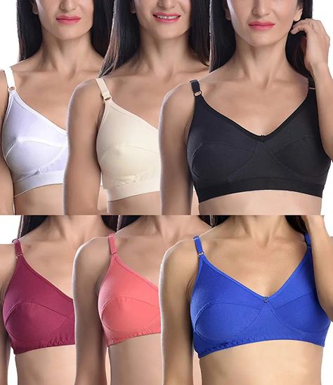 Amazon latest ladieswear cotton combo Bra packet Cotton Bra, Cotton Bras, Sports Bra, Bra, How To Wear