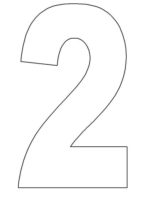 Activity: 2 Coloring Page.  Directions: talk about the number two with Jude, then have him color this printout.  Help him to trace the number, if possible. Number 2 Coloring Page, 26 Number, Letter Stencils Printables, Number Birthday Cakes, Big Numbers, Cake Templates, Alphabet Templates, Number Stencils, 2 Number