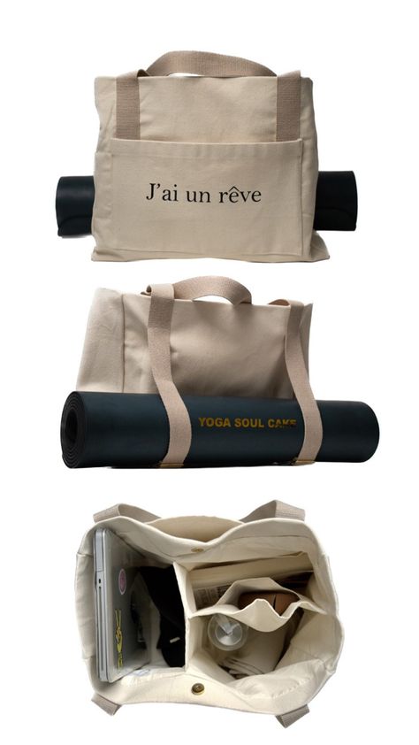 Yoga Soul Cake Handmade Design Canvas Yoga Mat Tote Beige Bag - 3 Main Compartments- Yoga Mat Strap -Perfect for Gym, Work and Beyond!-77x14x7inch  Explore Yoga Soul Cake Exclusive Design Tote Bag - 17x14x7inch, 44x36x17cm, Larger Than Others, for an Enhanced Lifestyle. Ideal for various purposes, this tote bag serves as a shoulder bag with 2 durable 1.57x27inch, 4x70cm shoulder straps, suitable for individuals of different heights. The bag features adjustable yoga mat straps with metal sliding Beige Yoga Mat, Yoga Mat Bag Diy, Tote Bag With Compartments, Gym Tote Bag, Yoga Mat Tote, Soul Cake, Tote Bag Organizer, Yoga Tote Bag, Design Totebag