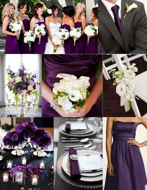 Deep Purple Wedding Ideas  #Purple wedding receptions ... Wedding ideas for brides, grooms, parents & planners ... https://itunes.apple.com/us/app/the-gold-wedding-planner/id498112599?ls=1=8 … plus how to organise an entire wedding, without overspending ♥ The Gold Wedding Planner iPhone App ♥ Deep Purple Wedding, Purple And White Wedding, Purple Wedding Inspiration, Wedding Color Scheme, Purple Stuff, Purple Bridesmaids, Purple Bridesmaid Dresses, White Bouquet, Wedding Wishes