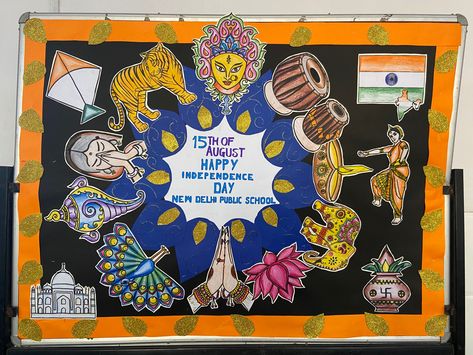 15 August Poster Ideas, Tagboard Decoration Ideas, 15 August Board Decoration, 15 August Decoration Ideas For School, Independence Bulletin Board, Independence Day Display Board Ideas, Independence Day Theme Board, Independence Day Board Ideas, Republic Day Bulletin Board Ideas