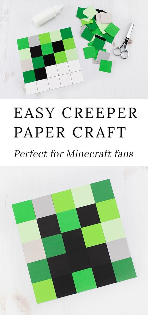 This easy, low-prep creeper craft is perfect for Minecraft fans of all ages. This paper craft includes a 3 free creative templates! #minecraftcrafts #creepercrafts #papercrafts #printablecrafts #minecraft via @https://www.pinterest.com/fireflymudpie/ Minecraft Classroom Activities, Minecraft Art And Craft, Minecraft School Activities, Minecraft Learning Activities, Minecraft Math Activities, Minecraft Stem Activities, Minecraft Activities Printables, Minecraft Crafts Diy Easy, Minecraft Camp Ideas