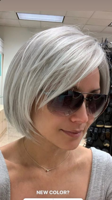 Short Bob Grey Hair Over 50, Gray Bobs Aging Gracefully, Chin Length Gray Hairstyles, Chin Length Silver Hair, Chin Length Grey Hair, Chin Length Gray Hair, Short Grey Hair With Bangs, Grey Hair Inspiration Short Hairstyles, Grey Bob Hairstyles Over 50