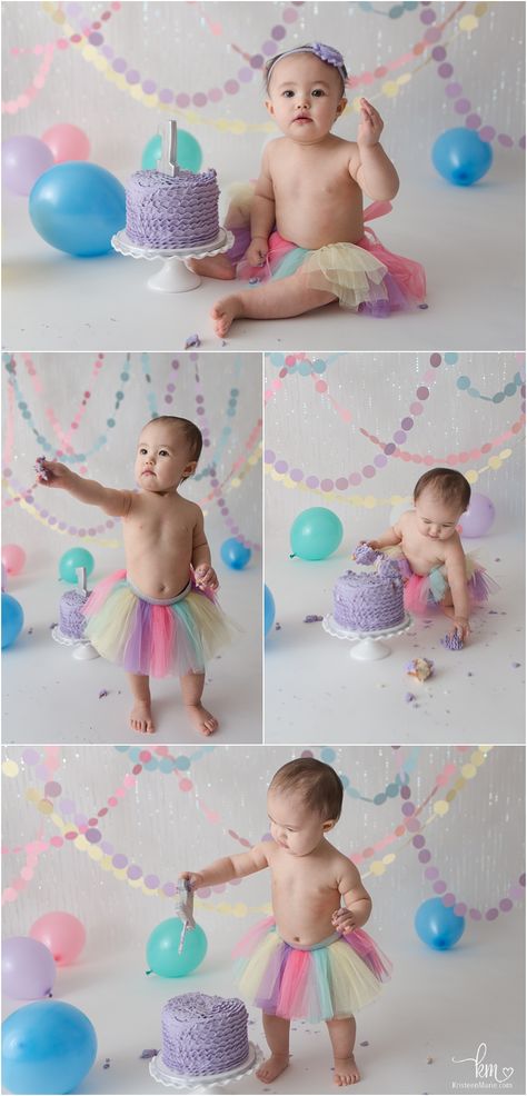 Rainbow 1st Birthday Photoshoot, Rainbow First Birthday Photoshoot, Rainbow Smash Cake 1st Birthdays, Pastel Rainbow Cake Smash, Rainbow Cake Smash Photoshoot, Smash Cake Pastel Rainbow, Pastel Rainbow First Birthday Cake, Pastel Rainbow First Birthday Photoshoot, Pastel Cake Smash