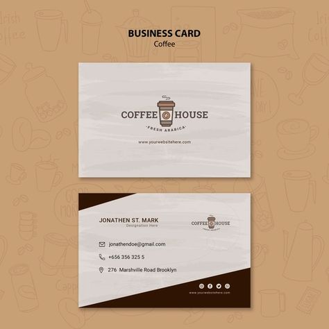 Coffee shop business card template | Free Psd #Freepik #freepsd #business-card #business #coffee #card Coffee Shop Business Card, Shop Business Card, Coffee Shop Logo Design, Card Template Free, Business Card Set, Corporate Business Card Design, Coffee Shop Business, Coffee Shop Logo, Business Card Design Inspiration