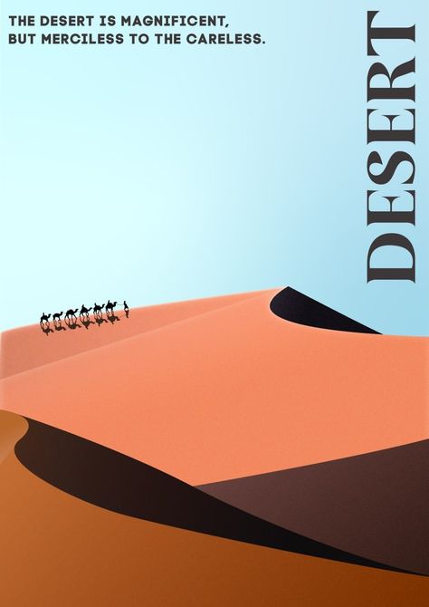 пустыня Bohemian Poster Design, Desertification Poster, Desert Poster Design, Desert Typography, Easy Poster Ideas, Desert Graphic Design, Landscape Poster Design, Desert Logo Design, Africa Graphic Design