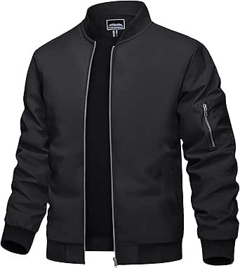 TACVASEN Men's Bomber Jacket Lightweight Casual Spring Fall Windbreaker Zip Up Coat with Pocket Men Black Jacket, Jacket For Men Winter, Amazon Jacket, Aesthetic Jacket, Men Fashion Trends, Anime Jacket, Cargo Jacket Mens, Men Leather Jacket, Lined Flannel Shirt