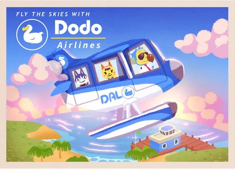 Dodo Airlines, Animal Crossing Guide, Postcard Art, New Animal Crossing, Free Prints, Posters Printable, Photo Posters, Graphic Poster, Travel Posters