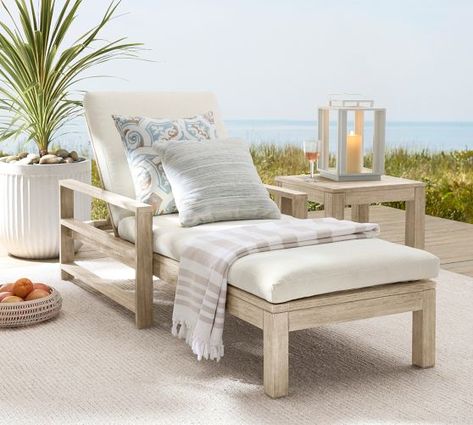 Outdoor, Patio & Garden Decor | Pottery Barn Double Chaise Lounge, Tufted Dining Chairs, Outdoor Dining Chair Cushions, Buy List, Outdoor Furniture Collections, Dining Chair Cushions, Outdoor Chaise, Outdoor Chaise Lounge, Lounge Seating