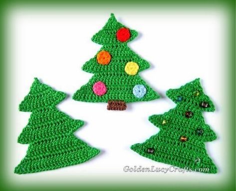 Crochet Christmas tree applique Religious Christmas Crafts, Christian Christmas Crafts, Christmas Applique Patterns, Christmas Tree Applique, Tree Applique, Flat Christmas Tree, Crochet Christmas Tree, Christmas Crochet Pattern, Crochet Xmas