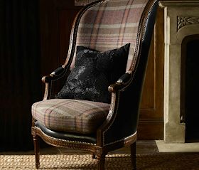 Tartan Chair, Ralph Lauren Interiors, Plaid Chair, Sofa Fabrics, Louis Xvi Chair, Ralph Lauren Fabric, Redecorating Ideas, Cottage Decorating, Upholstery Ideas