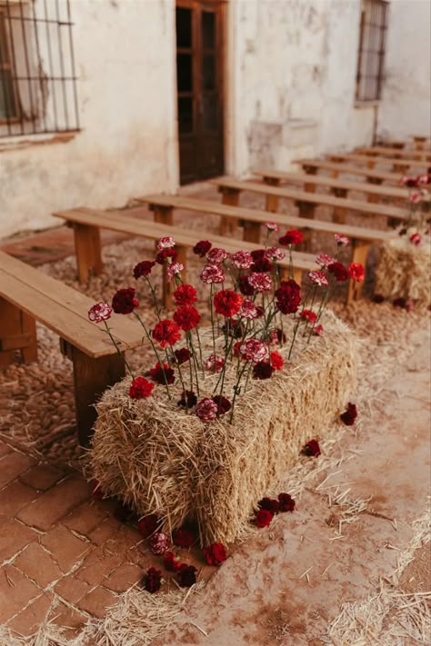 Aisle Floral Arrangements, Rustic Romantic Wedding, Wedding Ceremony Aisle, Spanish Village, Village Festival, Wedding In Spain, Wedding Spain, Spanish Wedding, Bridal Elegance