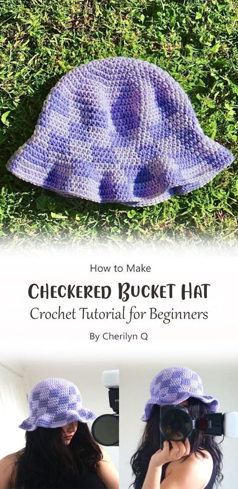 Love how the checkered pattern gives this hat so much character. It’s a great way to use up some of your stash and make a hat that really stands out. It’s perfect for gift giving too! Bucket Hat Knit Pattern, Crochet Hat Ideas Free Pattern, Crochet Checkered Bucket Hat Free Pattern, Crochet Patterns Free Bucket Hat, Beginner Crochet Bucket Hat, Crochet Bucket Hat Designs, Diy Crochet Bucket Hat Free Pattern, Free Bucket Hat Pattern Crochet, Checkered Bucket Hat Crochet Pattern