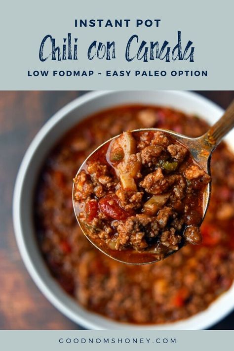 Low Fodmap Chili Crock Pot, Paleo Chilli Recipe Instant Pot, Lowfodmap Chili, Low Fodmap Turkey Chili, Fodmap Chili Recipe, Fodmap Chili, Low Fodmap Chilli, Low Fodmap Crockpot, Low Fodmap Chili Recipe