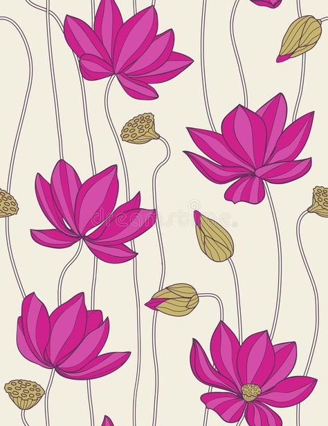 Illustration about Lotus - floral seamless pattern. Illustration of flower, deco, spring - 11401153 Mughal Art Paintings, Lotus Flower Art, Lotus Painting, Lotus Print, Lotus Art, Pichwai Paintings, Floral Seamless Pattern, Indian Folk Art, Madhubani Painting